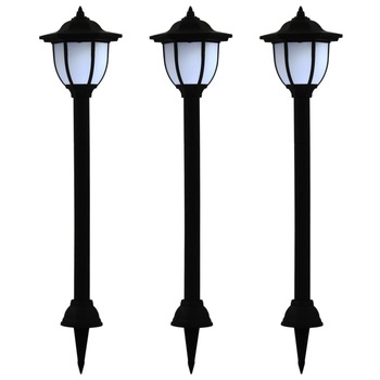 Set de 3 lampi solare tip felinar, vidaXL, Polipropilena, 16,5 x 14,5 x 73 cm, 1,2 V, 0,06W, , Negru Set de 3 lampi solare tip felinar, vidaXL, Polipropilena, 16,5 x 14,5 x 73 cm, 1,2 V, 0,06W, , Negru