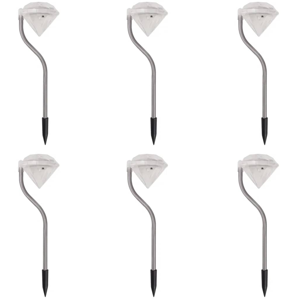 Set de 6 lampi de gradina solare cu LED, Exterior vidaXL, Plastic, 9 x 7,8 x 29,5 cm, Alb