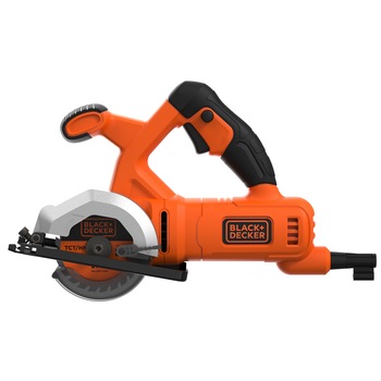 Fierastrau circular de mana compact Black & Decker BES510K, 400 W, 230 V, 85 mm diametru disc, 27 mm adancime taiere, 3600 RPM, accesorii incluse