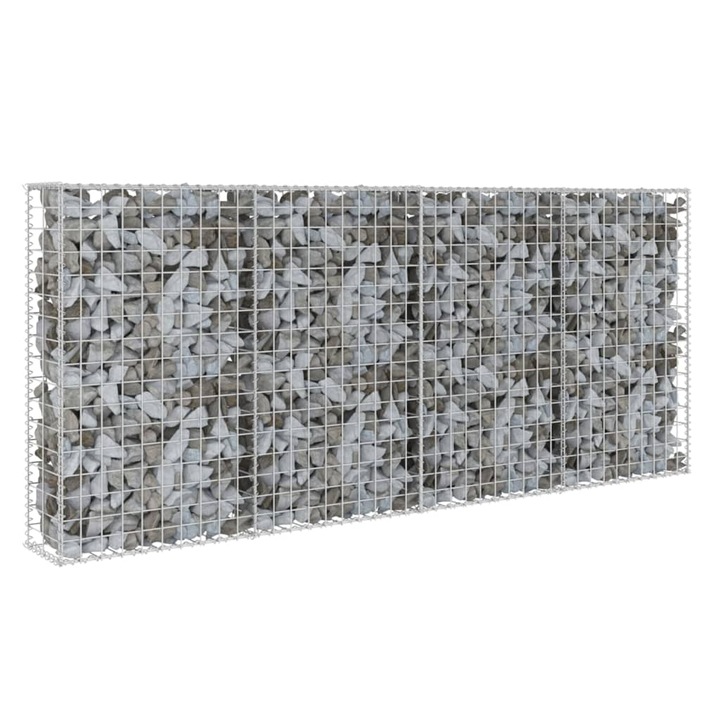 vidaXL horganyzott acél gabion fal fedéllel 200 x 20 x 85 cm 13.3 kg