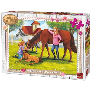 Puzzle King - Girls & Horses, 100 piese (05297) Puzzle King - Girls & Horses, 100 piese (05297)