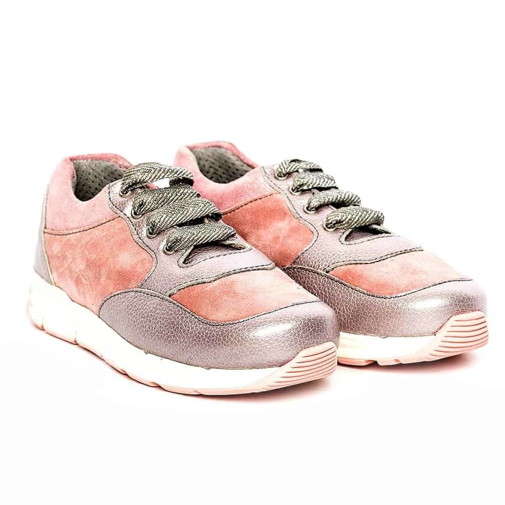 Tenisi din piele pentru copii, Horia, PJ Shoes, Roz 1208