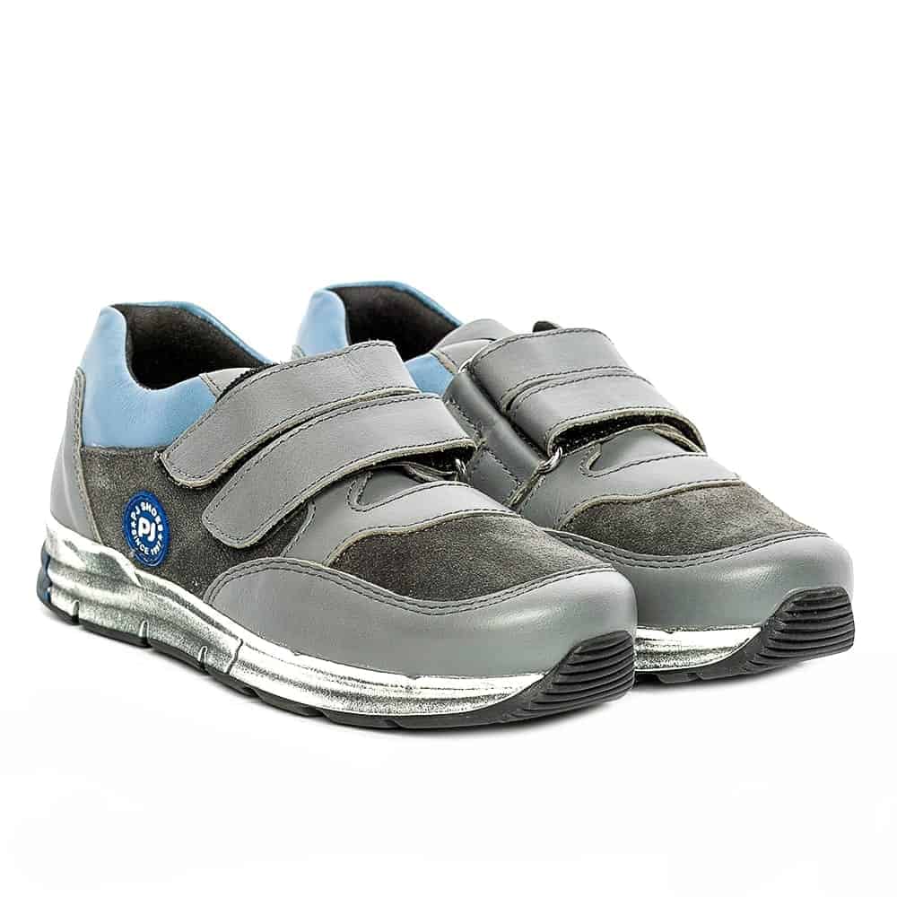 Tenisi din piele pentru copii, Horia, PJ Shoes, Gri 1201
