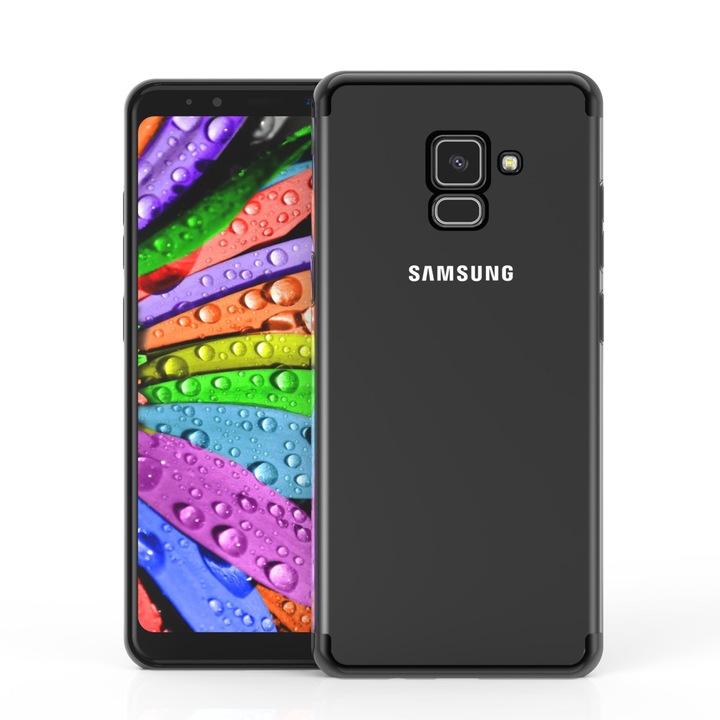 Прозрачен калъф на Samsung Galaxy A8 2018 с черни ръбове