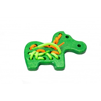 Zebra verde, jucarie de lemn cu sireturi, Lupo, Lemn, 3 ani+ Zebra verde, jucarie de lemn cu sireturi, Lupo, Lemn, 3 ani+