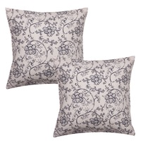 Set 2 fete de perna decorative, BonDia, Model Sacha 850, 40 cm x 40 cm, Bej/Negru, Flori/Oriental