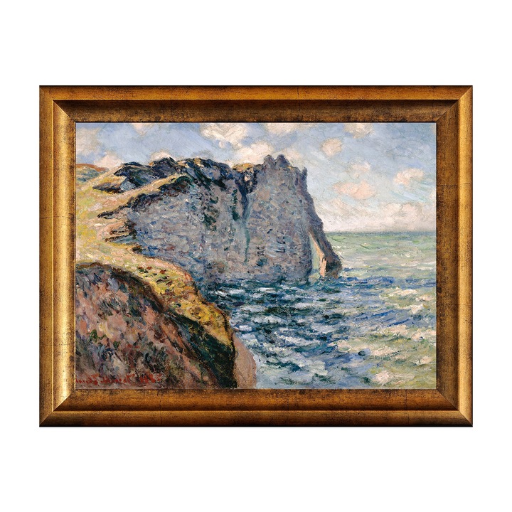 Tablou Inramat - Monet - The Cliff of Aval at Etretat, Rama Auriu 30 x 40 cm