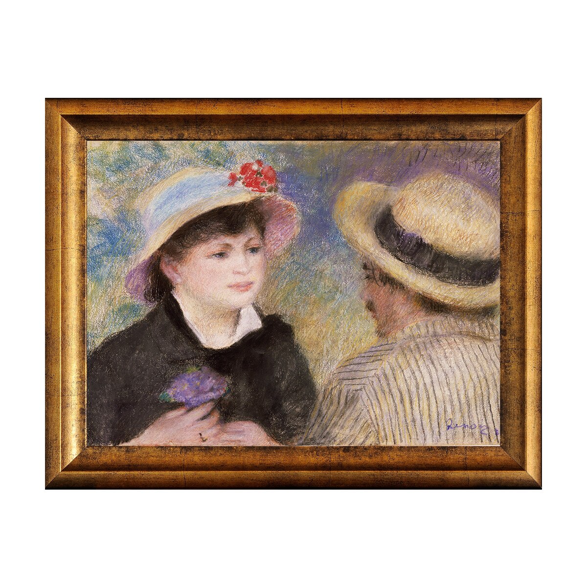 Tablou Inramat - Renoir - Boating Couple, Rama Auriu 30 x 40 cm