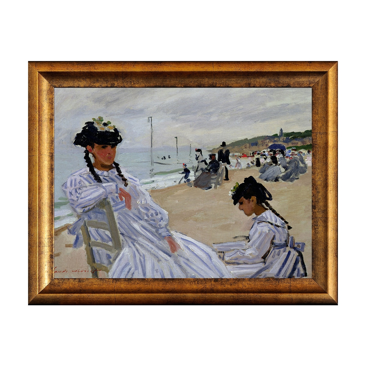 Tablou Inramat - Monet - The beach at Trouville, Rama Auriu, 30 x 40 cm