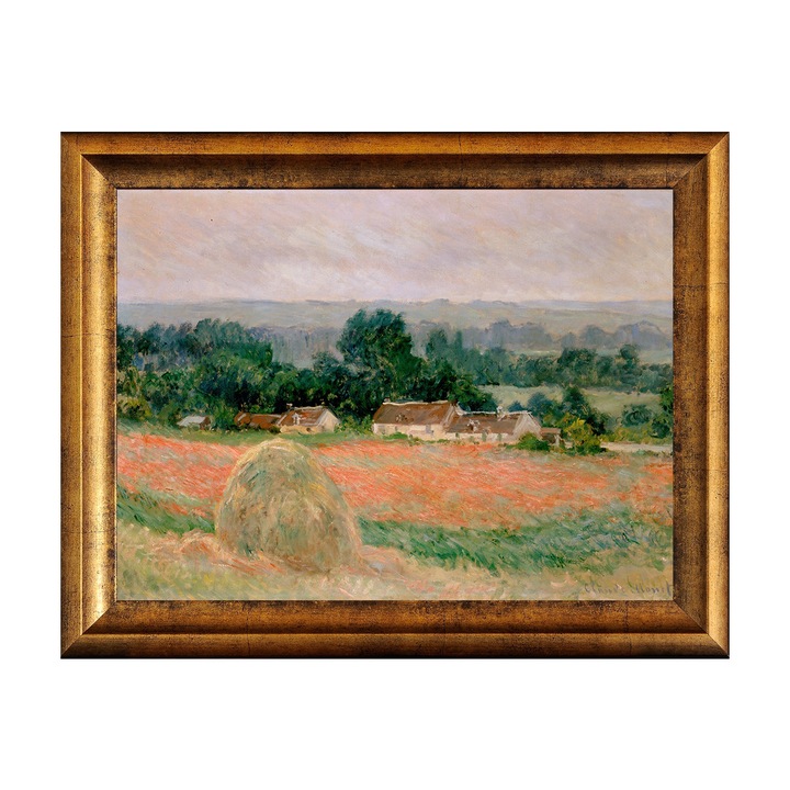Tablou Inramat - Monet - Haystacks at Giverny, Rama Auriu 30 x 40 cm