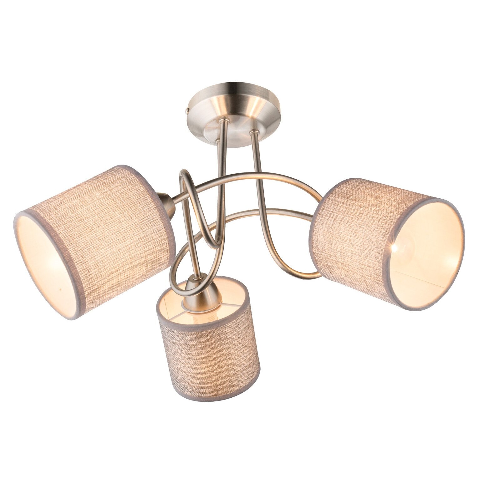 Plafoniera Globo Paco 15185-3D, E14, 3x 25 W, Metal/Textil, Argintiu/Maro