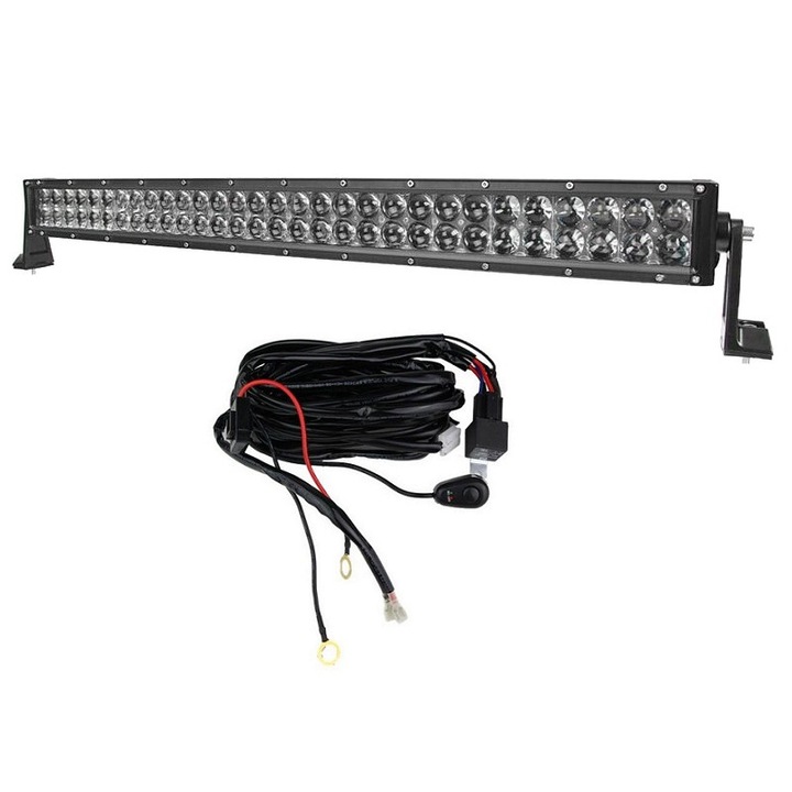 LED Bar Auto offroad Drept 4D 288W/12V-24V, 21.100 lumeni, 50"/127 cm, combo beam 8/90° + Cablaj cu Releu si Buton on/off