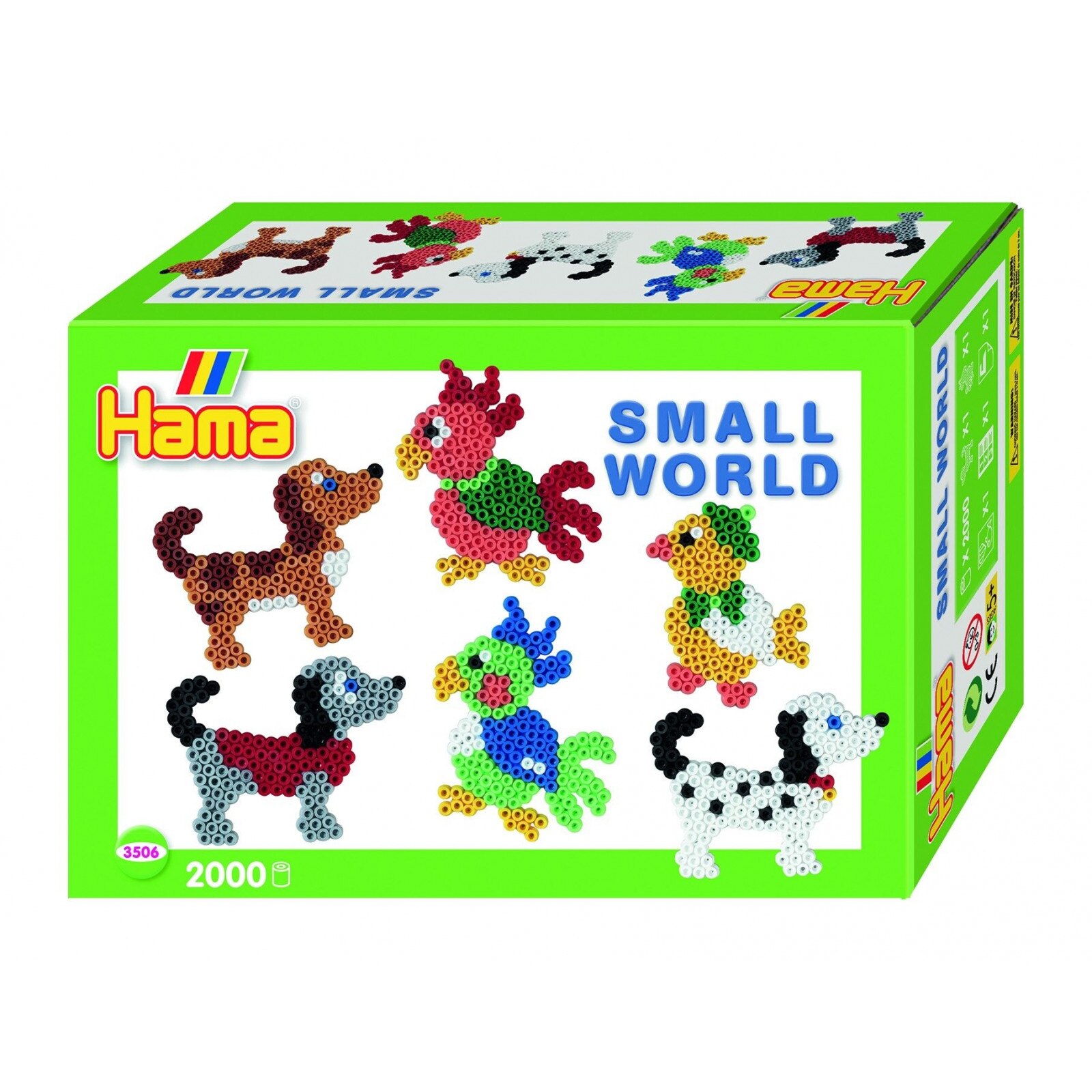 Margele de calcat HAMA MIDI ANIMALE MICI- 2000 margele + 2 plansete de lucru impachetat in cutie