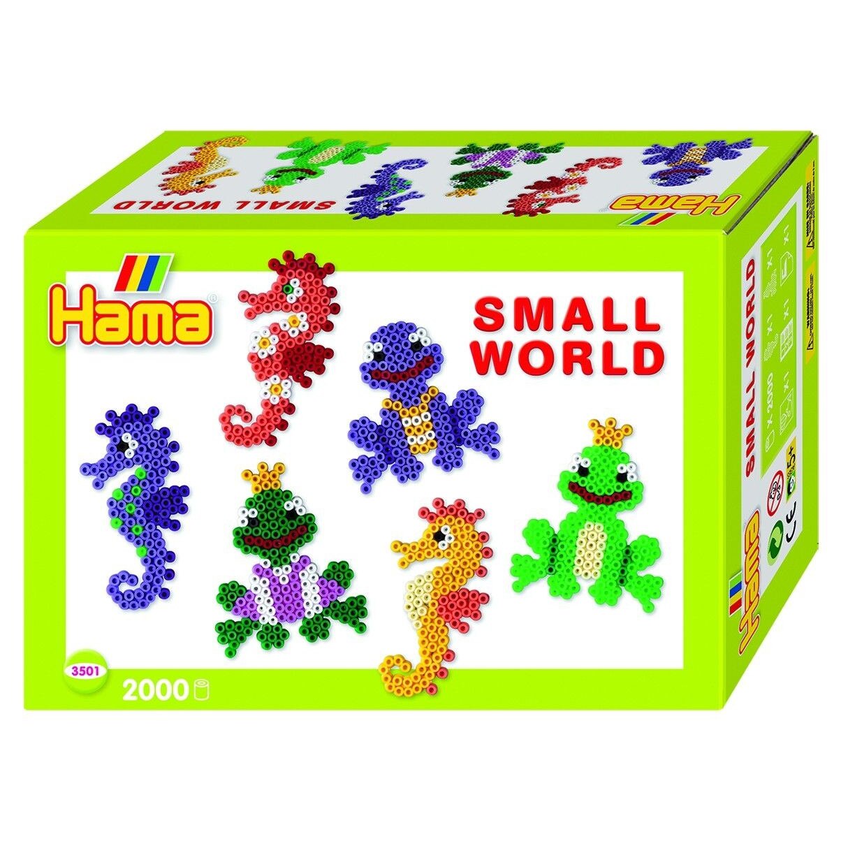 Margele de calcat HAMA MIDI ANIMALE MARINE - 2000 margele + 2 plansete de lucru impachetat in cutie