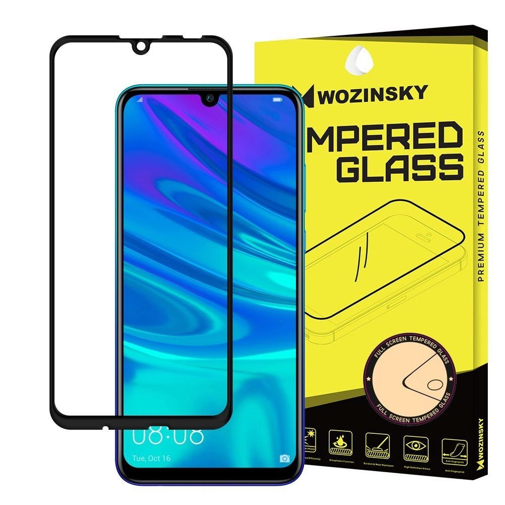 Folie Sticla Super Tough pentru Huawei P Smart (2019) & Honor 10 Lite, 5D, Full Cover (acopera tot ecranul), Negru