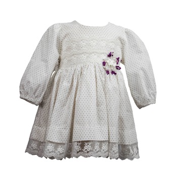 Rochie botez, model Areta, culoare alba cu buline, varsta 6 luni Rochie botez, model Areta, culoare alba cu buline, varsta 6 luni