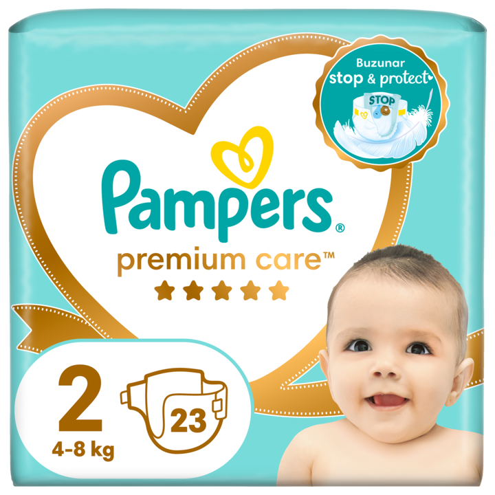 Пелени Pampers Premium Care, Размер 2, 4-8 кг, 23 броя