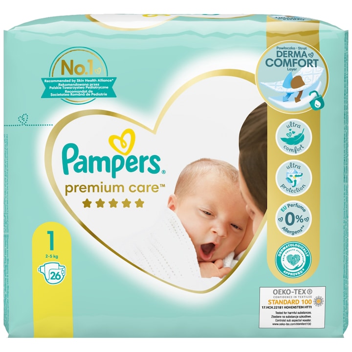 Pampers Premium Care pelenka, Újszülött 1, 2-5 kg, Small Pack, 26 db