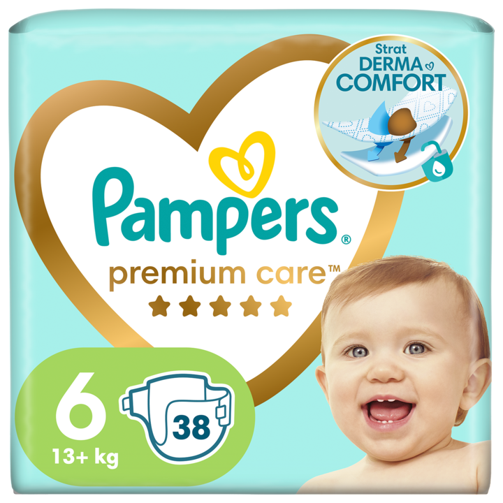 Scutece Pampers Premium Care Value Pack Marimea 6, 13+ kg, 38 buc