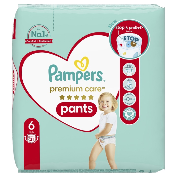 Pampers Premium Care Bugyipelenka, Méret: 6, 31 db, 15kg+