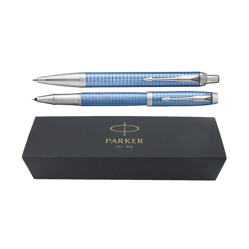Set pix+roller Parker IM Royal Premium albastru cu accesorii cromate