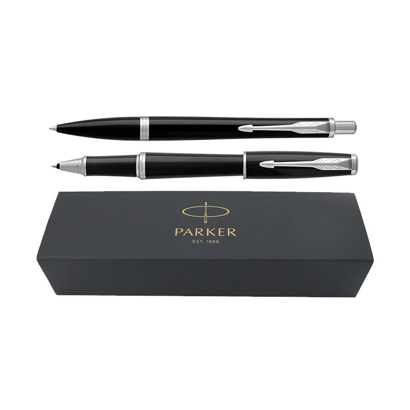 Set pix+roller Parker Urban Royal negru lucios cu accesorii cromate