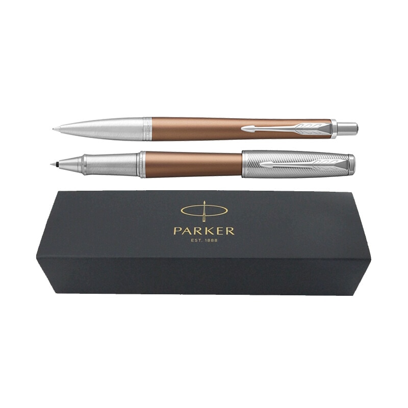 Set pix+roller Parker Urban Royal Premium maro cu accesorii cromate