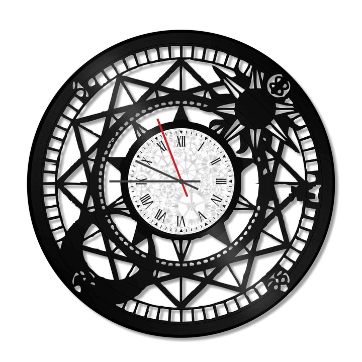 Ceas de perete Vintage din vinil Revival Vinyl Wall Clock Busola Marinari - diametru 29cm