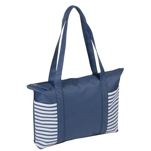 Geanta plaja sau cumparaturi Twin, albastru/alb, 44 x 31,5 x 8,5 cm