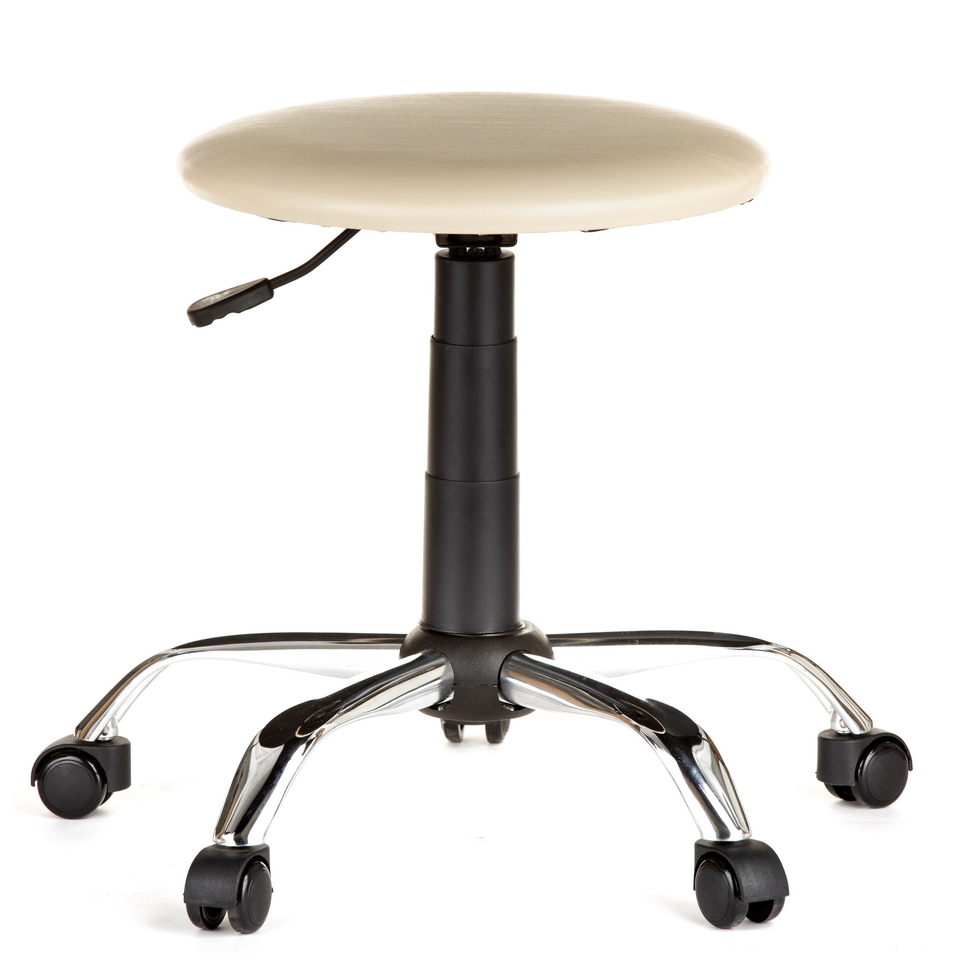 Scaun laborator QMOBILI LAB CR Crem, baza cromata, piele ecologica, role gumate