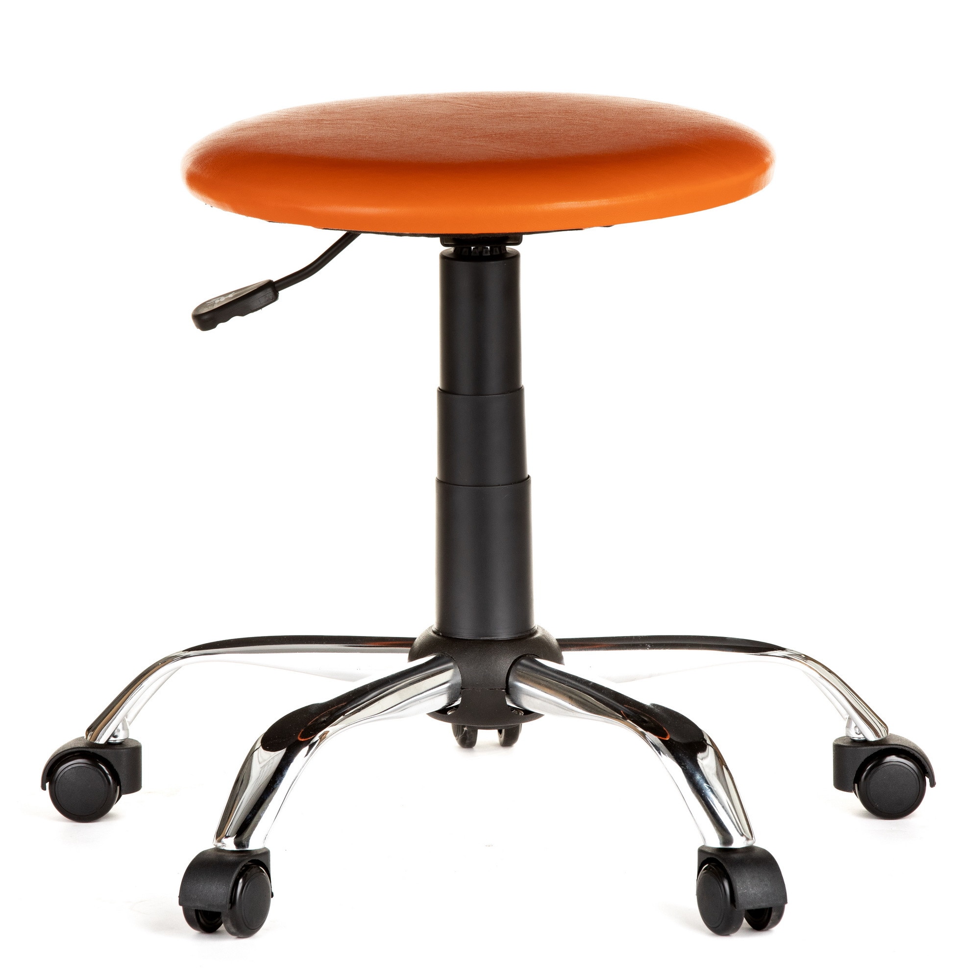 Scaun laborator QMOBILI LAB CR Portocaliu, baza cromata, piele ecologica, role gumate
