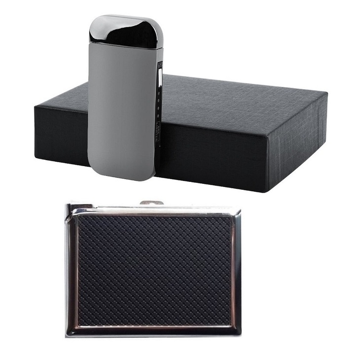 Set format din Bricheta cu incarcare USB si tabacgiera cu bricheta tigari normale sem-87826