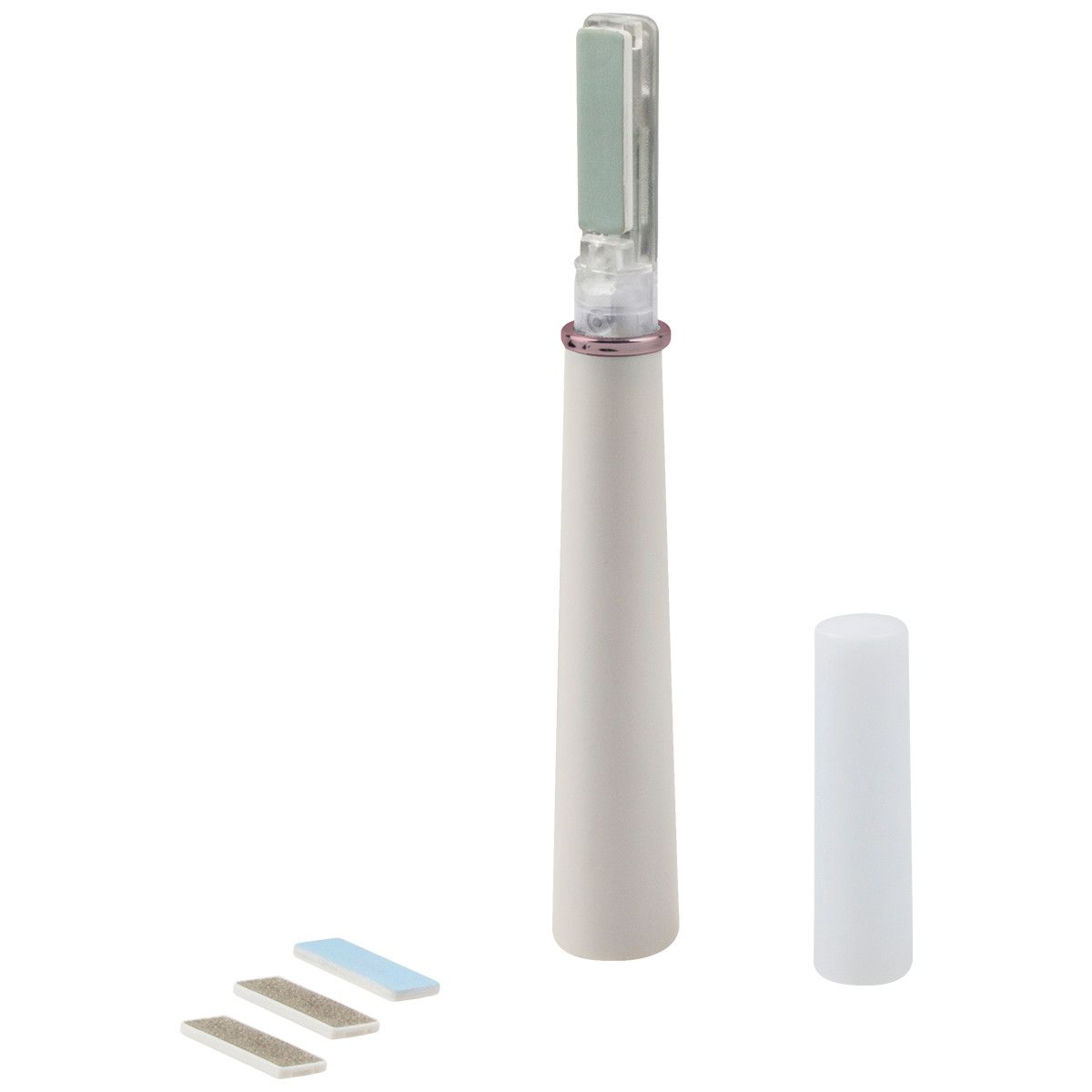 Pila electrica pentru unghii, Homedics, 4 accesorii, lumina led, Alb