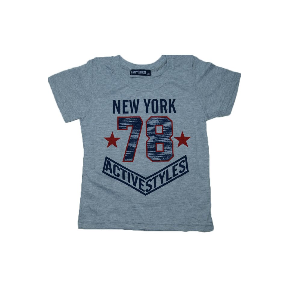 Tricou manea scurta baieti Happy House New York, Gri