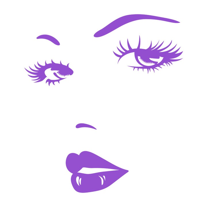 Sticker Decorativ - SMAER - Chip de femeie - 90cm x 80cm - Violet