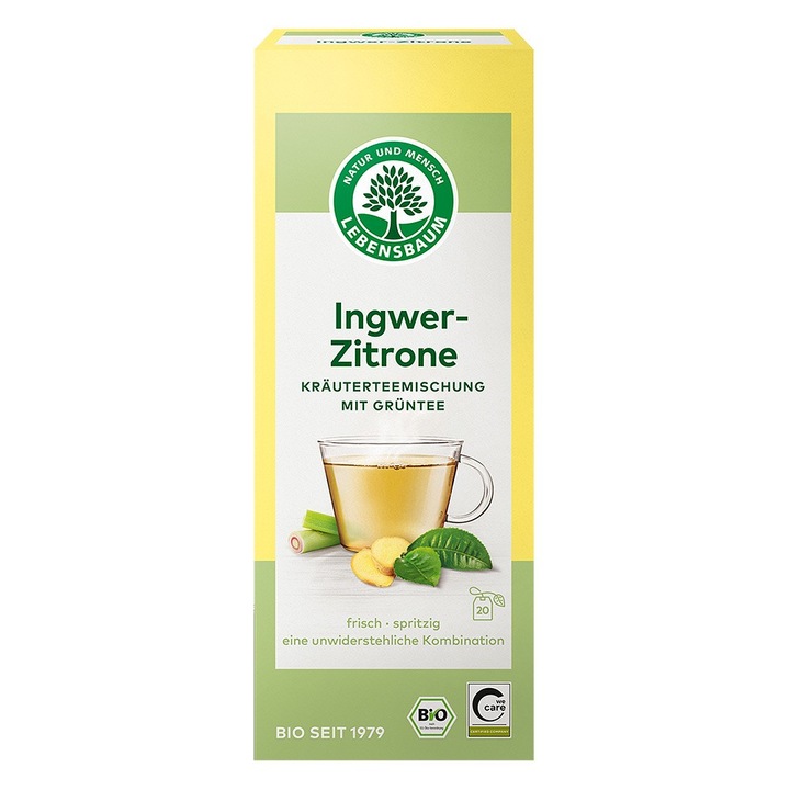 Ceai verde cu ghimbir si lamaie x20 plicuri bio, 40g, Lebensbaum