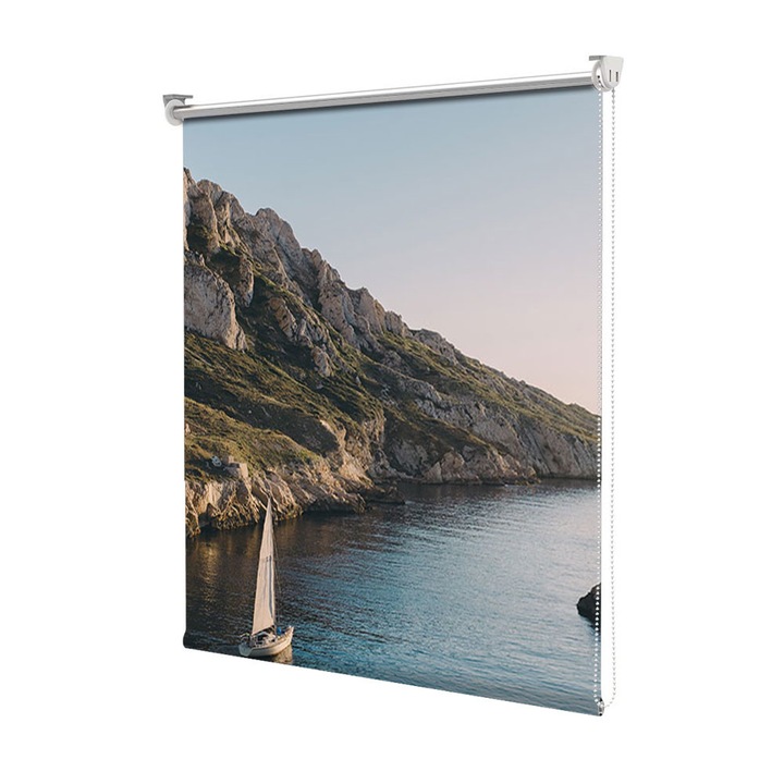 Rolete Art Shade Multicolore tip Jaluzele cu Rulou si sistem inclus Peisaje Barca pe apa Decoratiuni, Latime 45 cm x Inaltime 190 cm