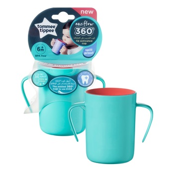 Cana Tommee Tippee EasyFlow 360 Handled, 200 ml, +6 luni, Turquoise Cana Tommee Tippee EasyFlow 360 Handled, 200 ml, +6 luni, Turquoise