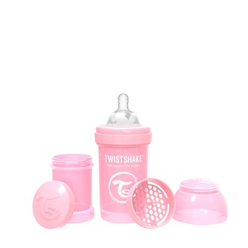 Biberon anti-colici, Twistshake, 180 ml, Pastel Pink, 0 luni + Biberon anti-colici, Twistshake, 180 ml, Pastel Pink, 0 luni +
