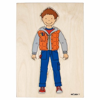 Puzzle de imbracare cu trei straturi BAIAT 34x22 cm Puzzle de imbracare cu trei straturi BAIAT 34x22 cm