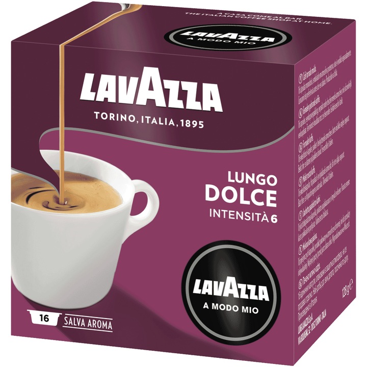 Капсули Lavazza A Modo Mio Lungo Dolce, 16 капсули, 128 гр
