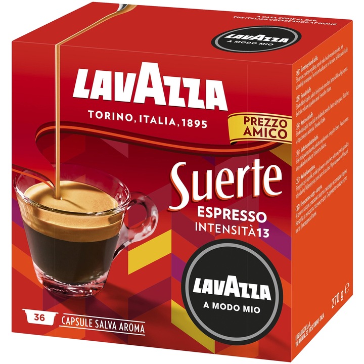 Cafea capsule Lavazza A Modo Mio Suerte, 36 Cafea capsule, 270 gr.