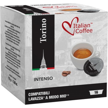 Capsule Italian Coffee TORINO compatibile A Modo Mio, 16 capsule, 112 gr. Capsule Italian Coffee TORINO compatibile A Modo Mio, 16 capsule, 112 gr.