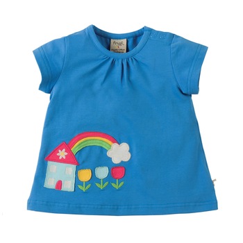 Bluza Amber „Casuta din poveste”, bumbac organic, albastru, fete 12-18 luni Bluza Amber „Casuta din poveste”, bumbac organic, albastru, fete 12-18 luni