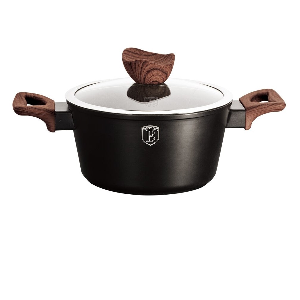 Oala cu capac, 20 cm, marmura, Ebony Rosewood, Berlinger Haus BH-1716