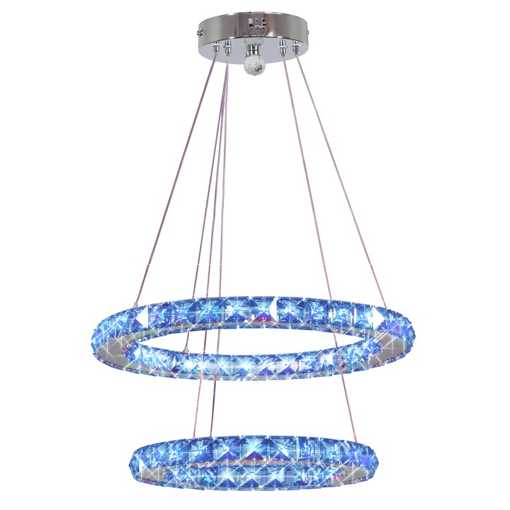 Lustra cu telecomanda Candellux 32-63106, LED RGB, 2x 27 W, Crom, Argintiu