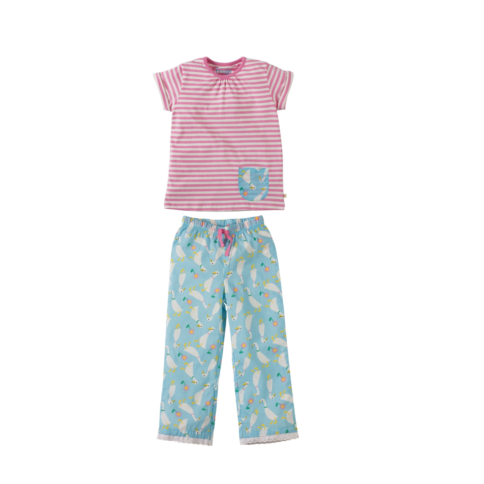 Pijama Peony cu ratuste, bumbac organic, multicolor, fete