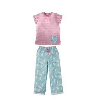 Pijama Peony cu ratuste, bumbac organic, multicolor, fete Pijama Peony cu ratuste, bumbac organic, multicolor, fete
