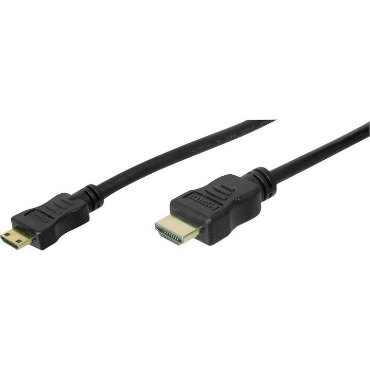 Cablu de conectare de mare viteza , Assmann , HDMI A tata miniHDMI C tata , 3m , negru