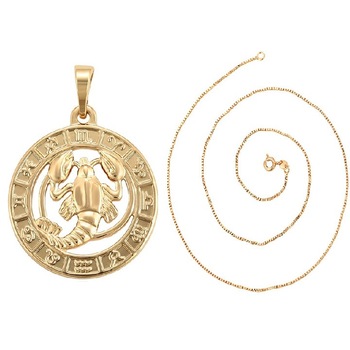 Lant unisex cu pandantiv zodie Rac,dublu placat aur 18K Lant unisex cu pandantiv zodie Rac,dublu placat aur 18K